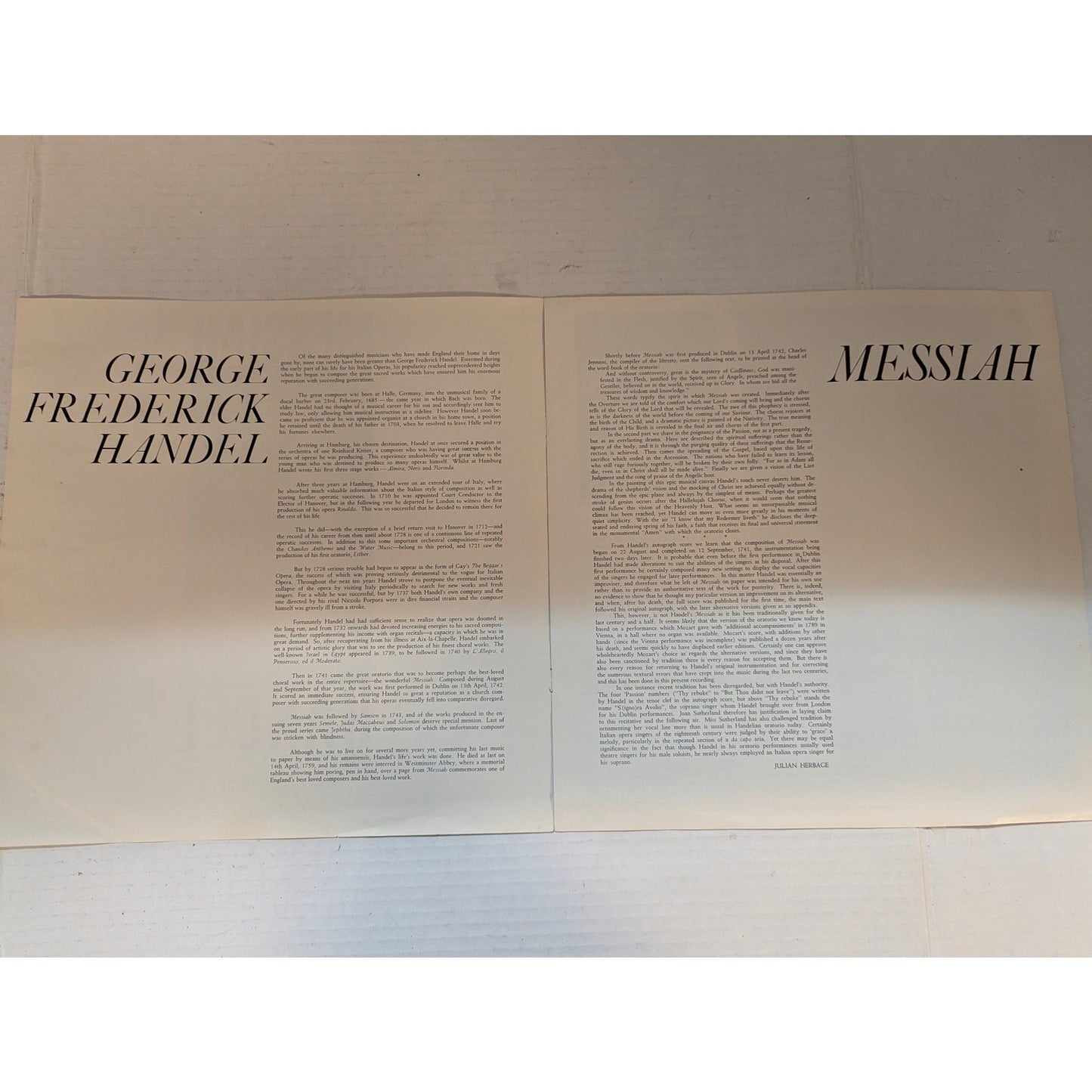 Handel Messiah Joan Sutherland Adrian Boult FFSS OSA 1329 Stereo 3-LP Box Set