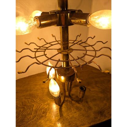 Vintage 2 Tier 70s Dangling Smoke Glass Prisms chandelier 15" x 19" 8 Bulb Light