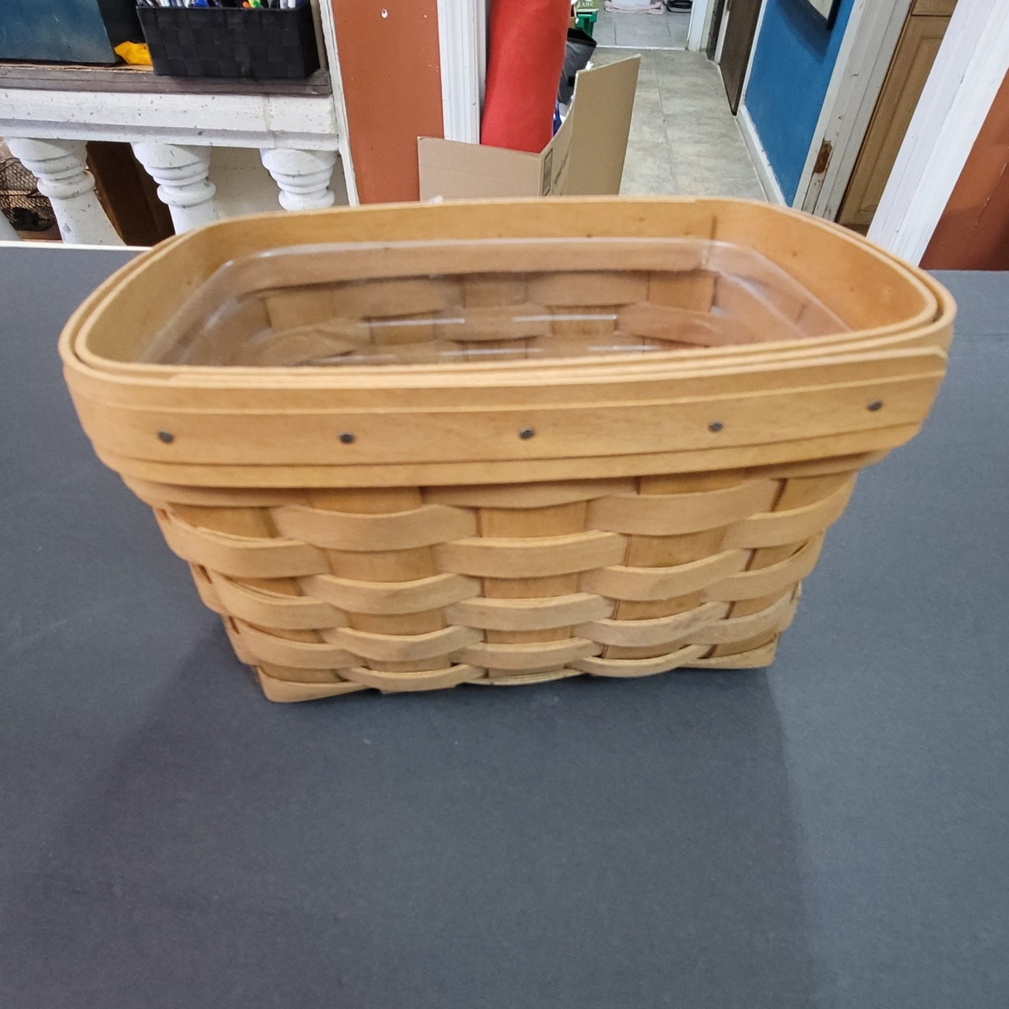 Vintage Longaberger Handwoven Rectangular Basket with Plastic Liner Dresden Ohio
