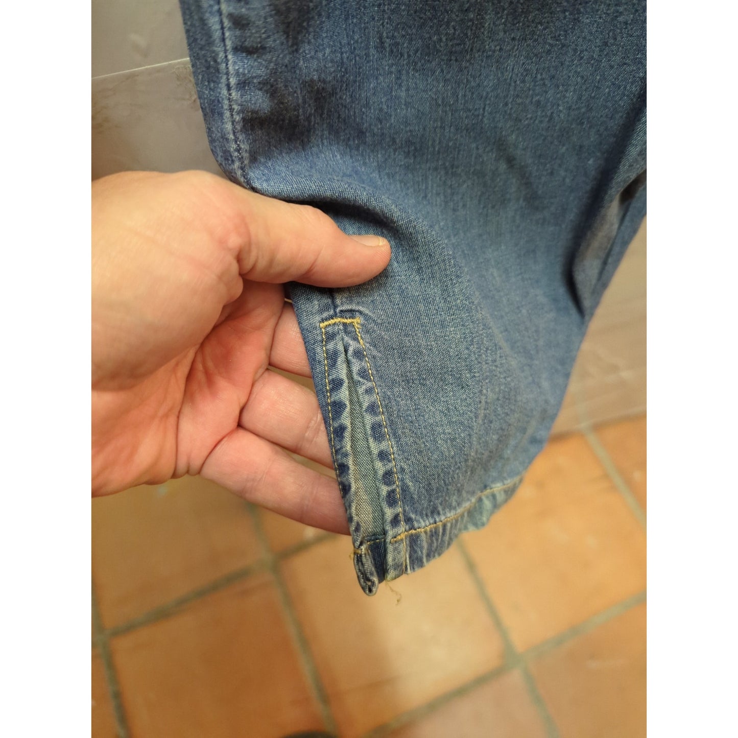 Vintage Lightweight Cotton Light Wash Bootcut Hem Slit High Waist Jeans Size 6