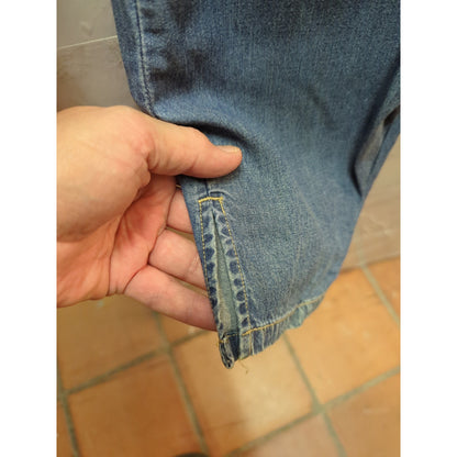 Vintage Lightweight Cotton Light Wash Bootcut Hem Slit High Waist Jeans Size 6