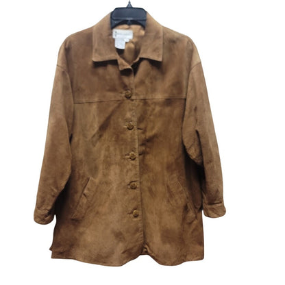 Spiegel Asset Leather Suede Brown Boho 8 Button Up Jacket Lined Pockets