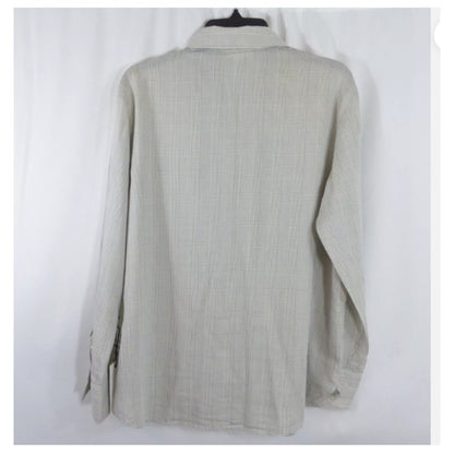 TREASURE & BOND Ivory Warden Plaid Button Up Long Sleeve Shirt Size XXL collared
