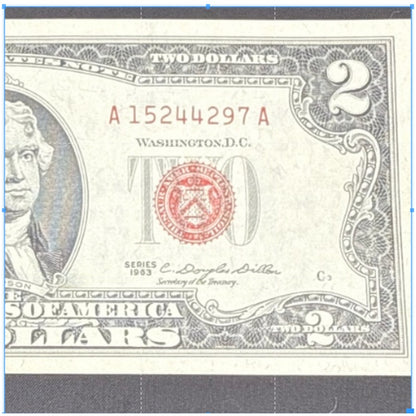 Paper Currency Bank Note USA Paper Money  $2 Series 1963 red seal
