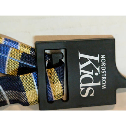 Nordstrom Kids Boys Plaid Pre-Tied Bow Tie Yellow Blue NWT