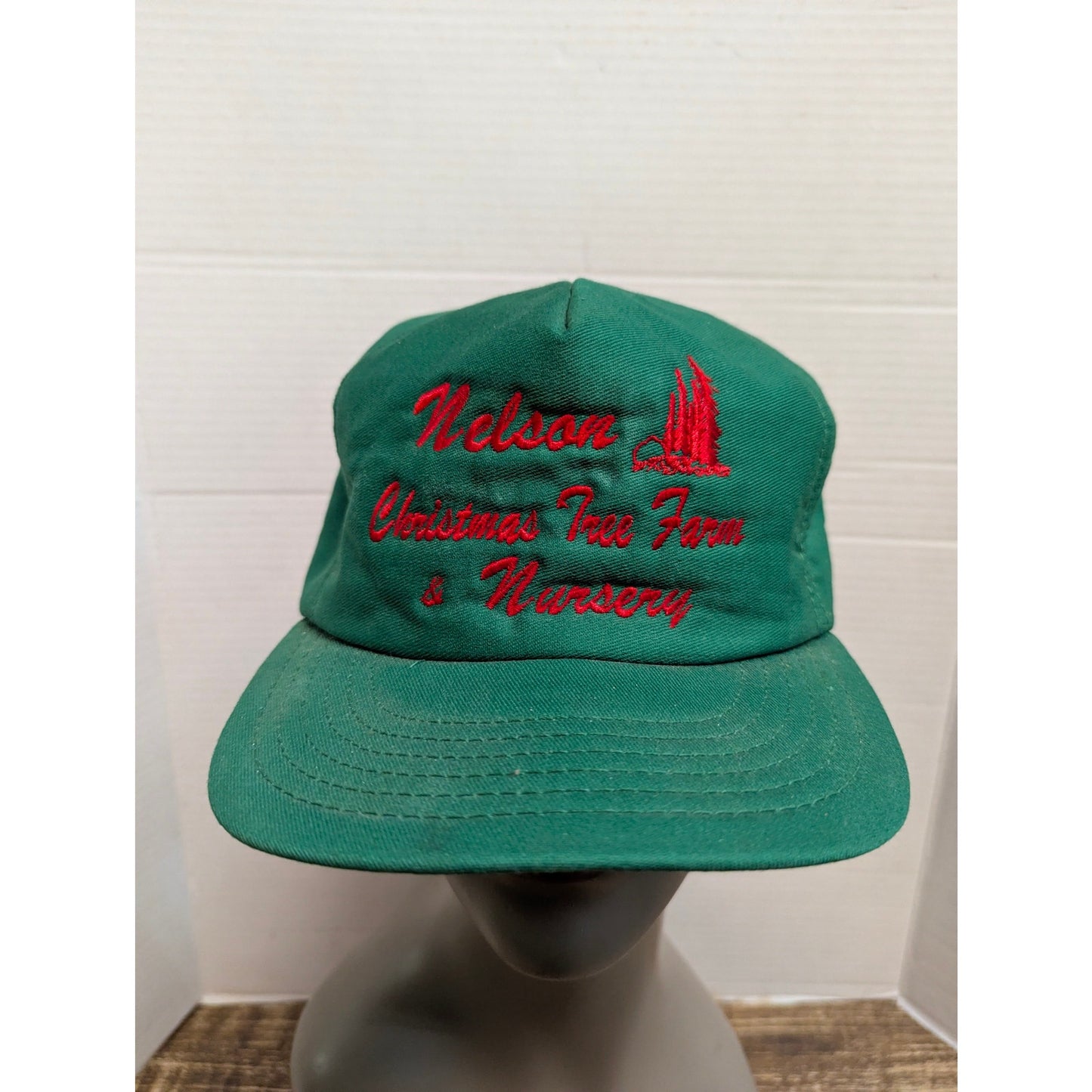 Vintage Nelson Christmas Tree Farm & Nursery Green Snapback Hat Retro Y2K