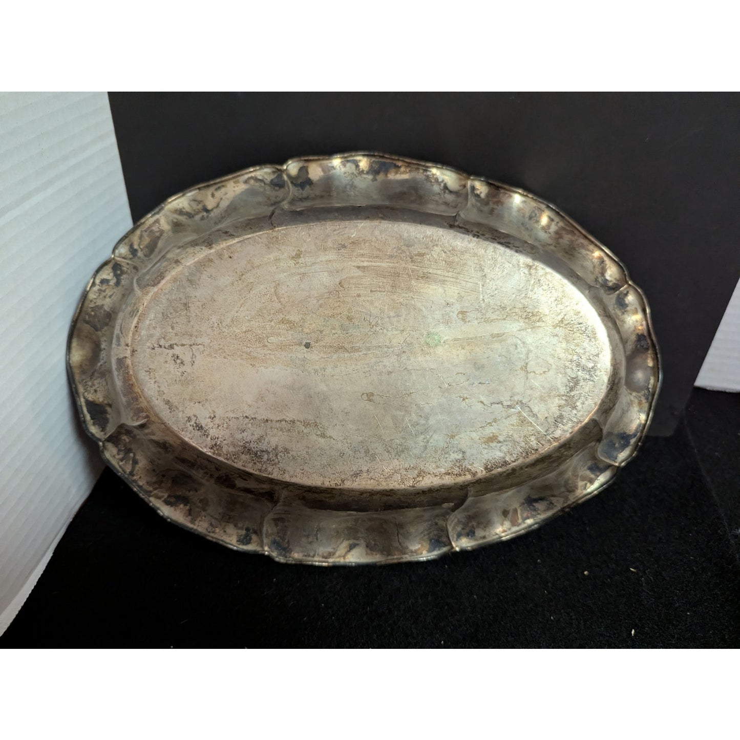 Vintage Antique Silver Plated Scalloped Oval Serving Bowl Fluted Dish