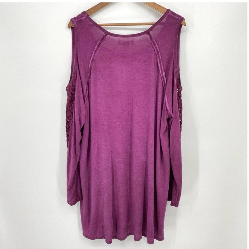 FOURTEENTH PLACE Cold Shoulder Tunic xl Embroidery Cut out Detail blouse top NEW