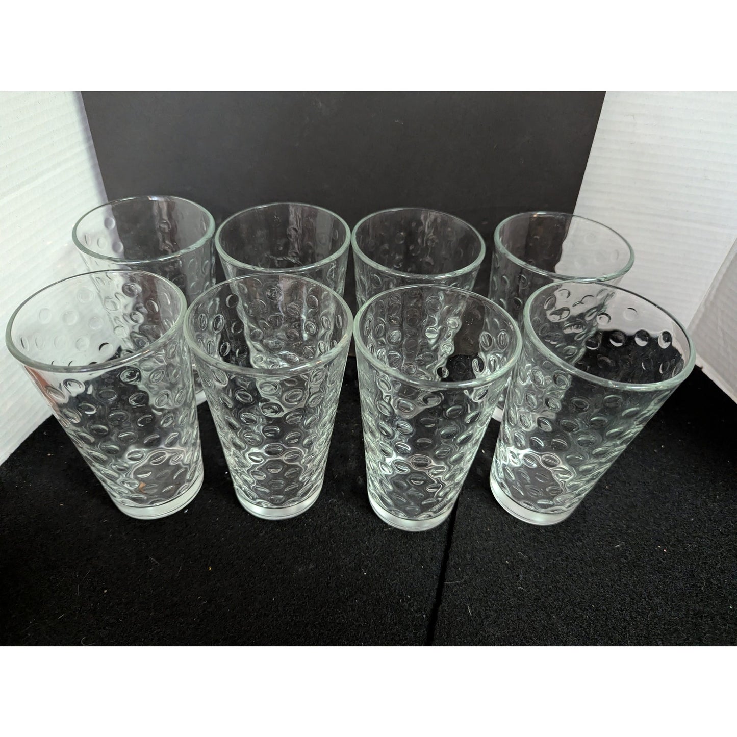 Vintage Mid-Century Bubble Anchor Hocking Clear Glass Tumblers Highball Set of 8