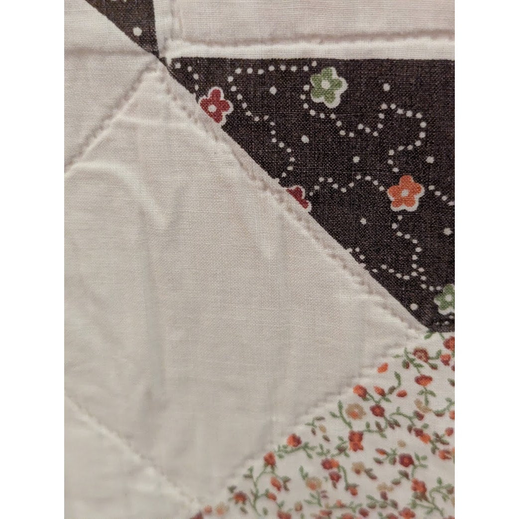 Yellow Multicolor farmhouse quilt HAND sewn Patchwork HEAVY Queen Full 72" x 78"