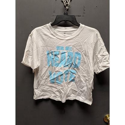 BP. Gray & Blue "Be Heard Vote" Graphic Print Short Sleeve T-Shirt Small NWT