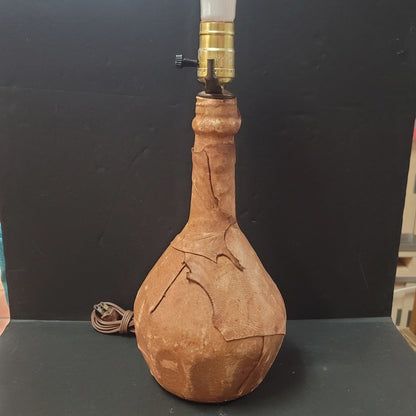 Foothills Craft Guild Vintage Leather Wrapped Artisan Table Lamp Signed BP '78