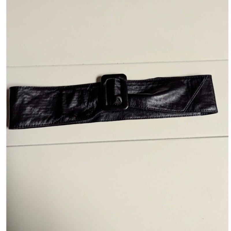 Vintage 3" soft leather black belt Cinch adjustable 1980s glam