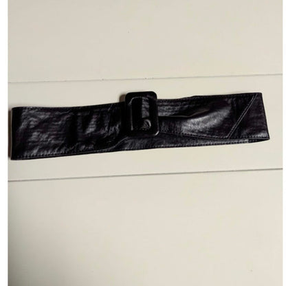 Vintage 3" soft leather black belt Cinch adjustable 1980s glam