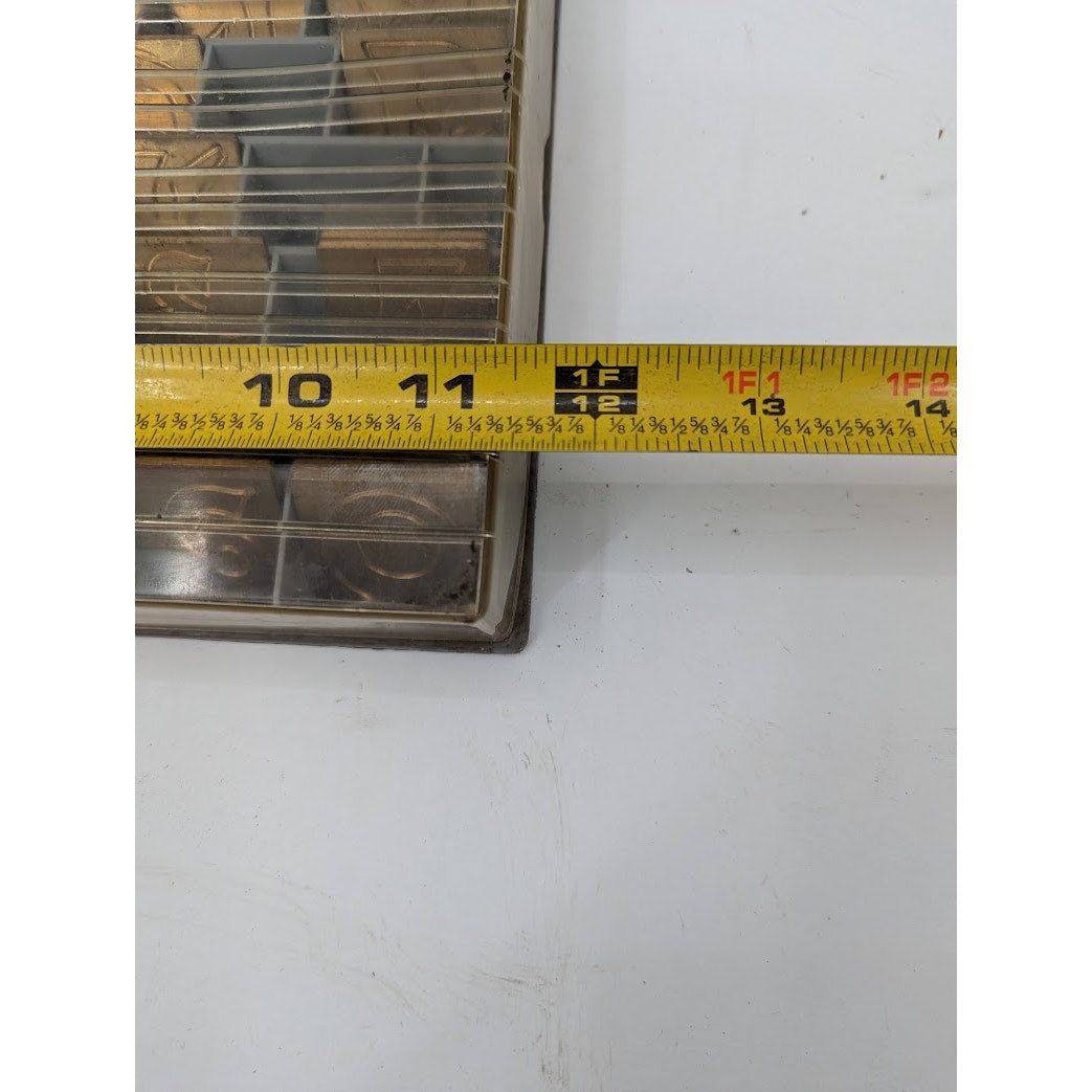 Gravograph Miscellaneous BRASS funky letters Typeset Printer 1 1/4" tall 2.4 LBS