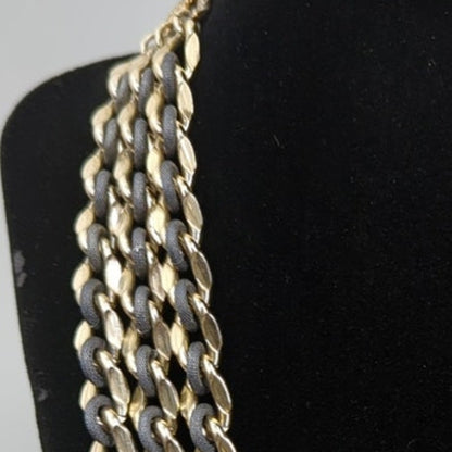 Vintage Sarah Coventry Multi-Strand Gold-Tone & Faux Leather Mixed Link Necklace