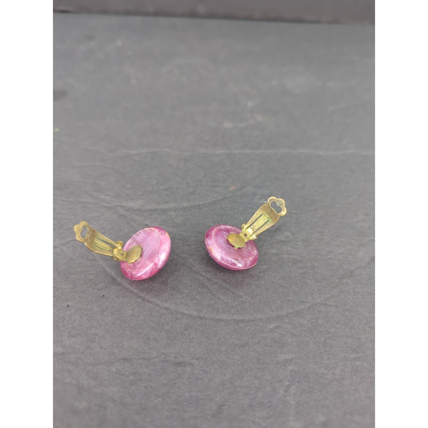 Vintage Pink Swirl Cabochon Clip On Earring Made in Western Germany Floral Retro