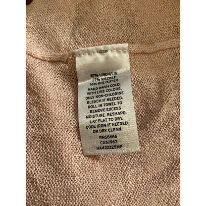 Halogen Open Front Knit Cardigan Sweater XXS Petite Pink Chintz NWT Linen Blend