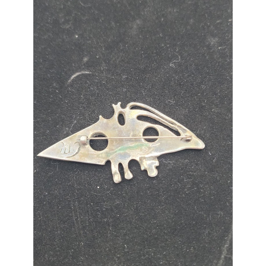 Vintage Europe MidCentury Modern Abstract Silver Brooch MCM Brutalist Studio Pin