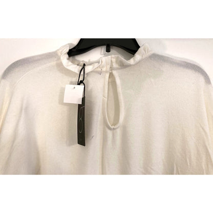 Gibson Look Casual Soft Ruffle Neck Brushed Sweater Sz Large in Ivory NWT