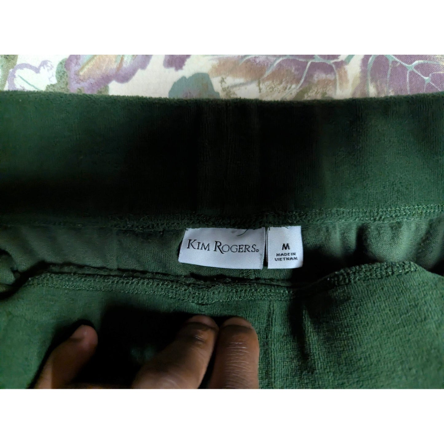 Vintage Kim Rogers Green Velour Tracksuit Set Zip Jacket Pants Y2K Lounge Medium