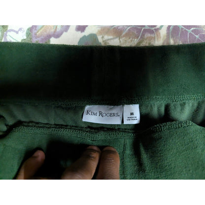 Vintage Kim Rogers Green Velour Tracksuit Set Zip Jacket Pants Y2K Lounge Medium