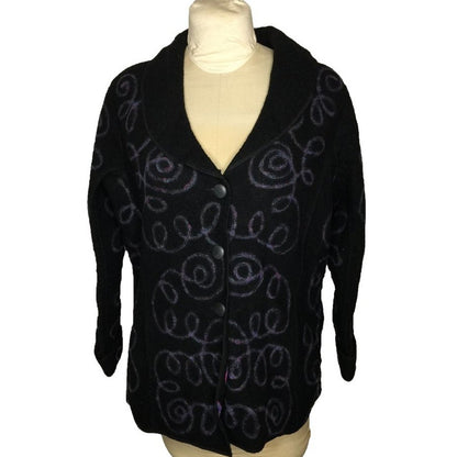 Carole Little Women’s Button-Up Coat Jacket Long Sleeved Wool Black Size Large