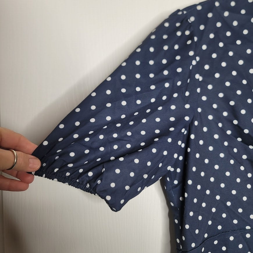 Maggy London Navy Blue Green Rust dress polka dot NEW Fit flare Casual Career 10