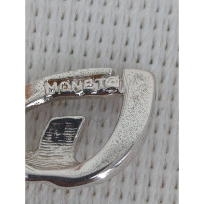 Vintage Monet Silver Tone Openwork Ribbon Heart Pendant Retro Chic