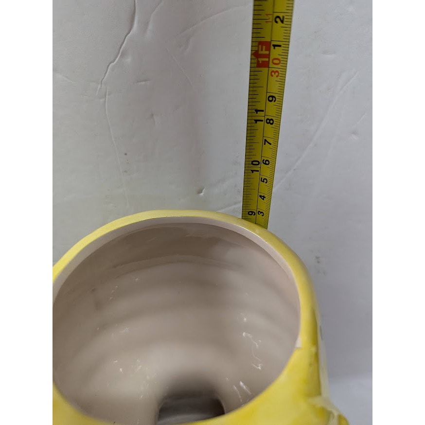Large Ceramic Fruit lady headvase planter 9" tall YELLOW BANDANA LEMON RING