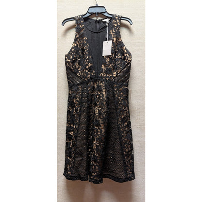 Chelsea28 black lace over nude liner Sleeveless Fit & Flare Cocktail Dress SMALL