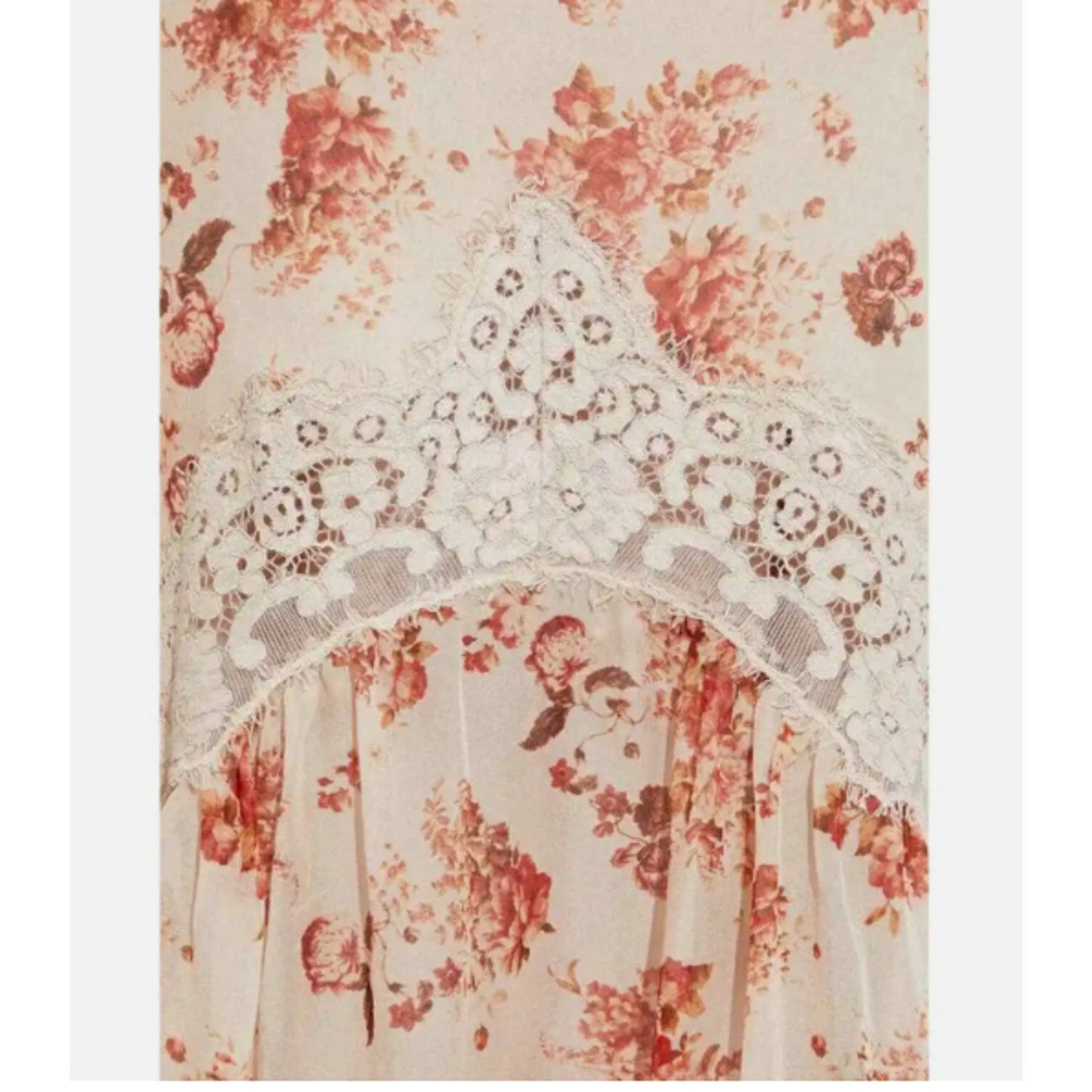 Cami NYC Francie Lace Trimmed Floral Print Silk Chiffon Maxi Dress NEW Medium