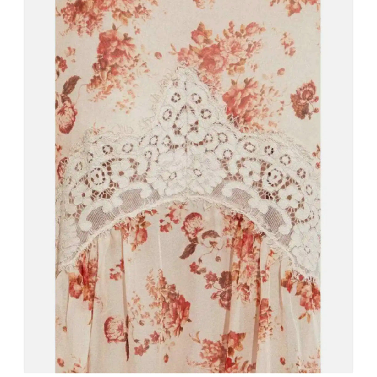 Cami NYC Francie Lace Trimmed Floral Print Silk Chiffon Maxi Dress NEW Medium