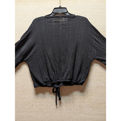 White Willow Women's Long Sleeve Ribbed Drawstring Hem Top gray large Retail $78