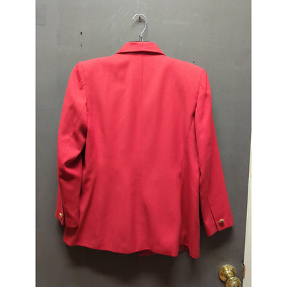 Vintage Kasper Red Double Breasted Star Button Blazer Jacket Power Suit Size 6P