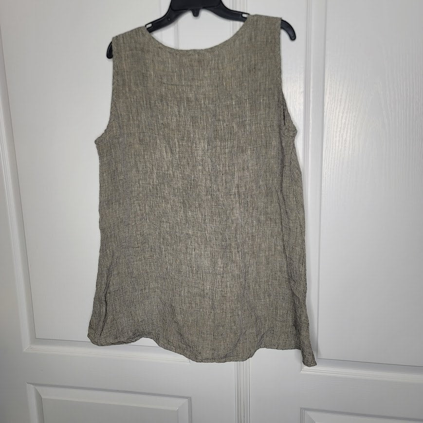 FLAX Linen sleeveless Blouse tank top shirt flowy Natural Lagenlook Medium