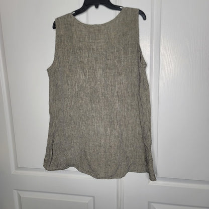 FLAX Linen sleeveless Blouse tank top shirt flowy Natural Lagenlook Medium
