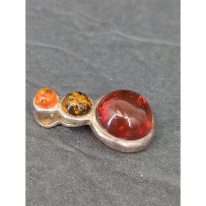 Vintage Boho Genuine Amber Silver Dangle Earrings & Pendant Set 925