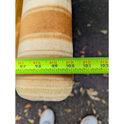 SECONDHAND SANDIES: Amazing vintage velvet Striped orange / yellow coch 8' long