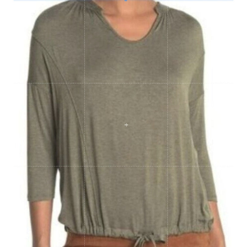 H by Bordeaux Drawstring Waist 3/4 Sleeve Top Sz XL/Extra Large in Sage NWT