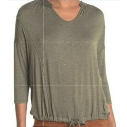 H by Bordeaux Drawstring Waist 3/4 Sleeve Top Sz XL/Extra Large in Sage NWT