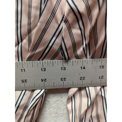 Chelsea28 Striped Pink Black White Dress Belt Roll tab Sleeves wide collar Wrap