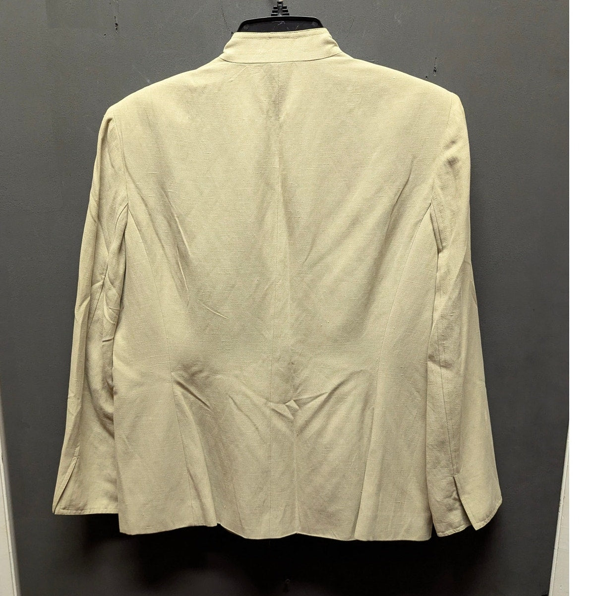 Jones New York Silk Linen Neutral Minimalist Old Money Safari Blazer Jacket Sz 8