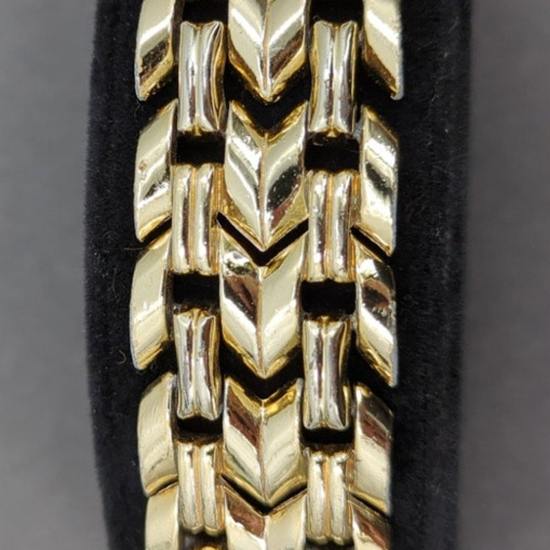 Vintage Fashion BRACELET 7" Textured Gold-Tone Chunky Chevron Link MobWife
