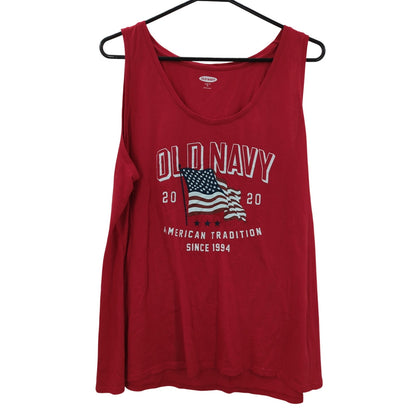 Old Navy Graphic Tank Top Red American Flag XL Slim Fit Womans Casual