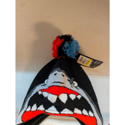 Under Armour Kids Shark Knit Winter Beanie Hat Fleece Lined Earflaps Pom