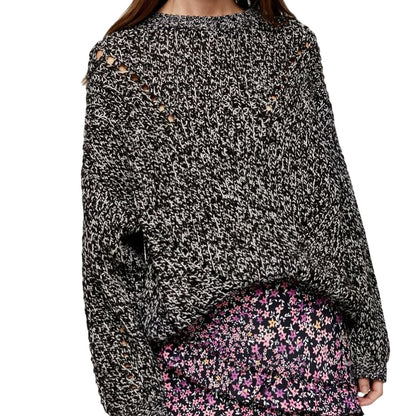 Topshop Chunky Pointelle Sweater Crew Neck Long Sleeves Dropped Shoulders Sz 12