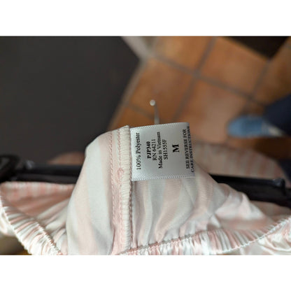 Linea Donatella Pink Striped Satin Pajama Shirt and Shorts Set Size Medium