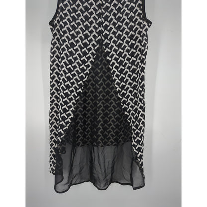 The Limited Black & White Geometric Split Back Tunic Tank Top Small