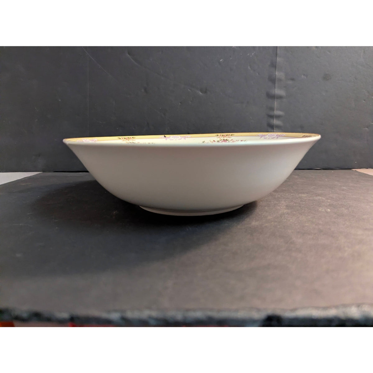 Vintage Lynns Fine China Serving Bowl Floral Gold Trim French Country